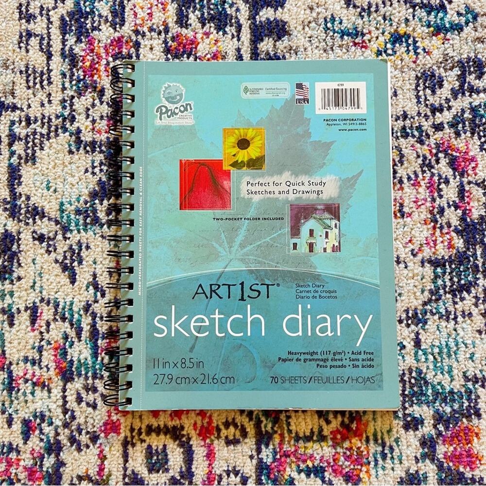 Artist Sketch Diary Spiral Bound Notebook 11x8.5 in Art Journal